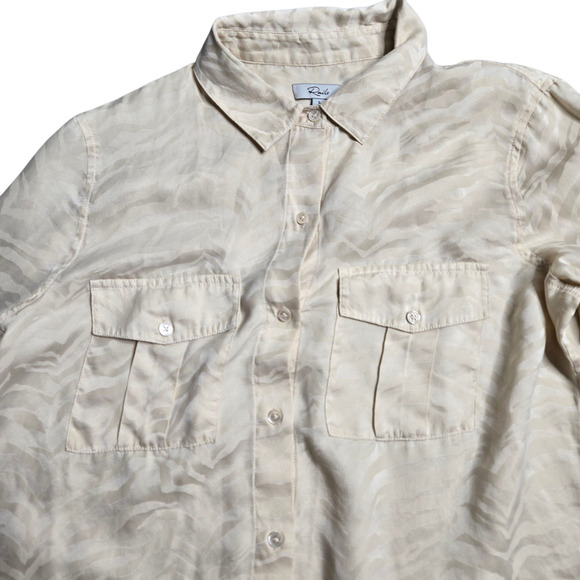 Rails Kate White Tiger Button Up Silk Blouse Size: S - Picture 3 of 7